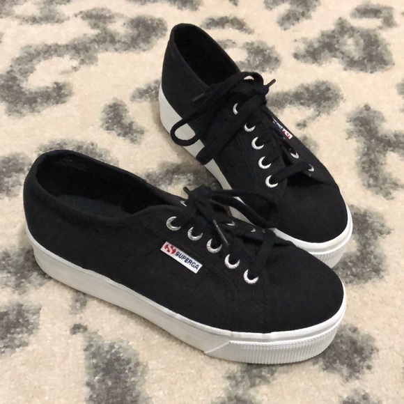 Superga black platform sneakers. Size 6.6 - Picture 2 of 3